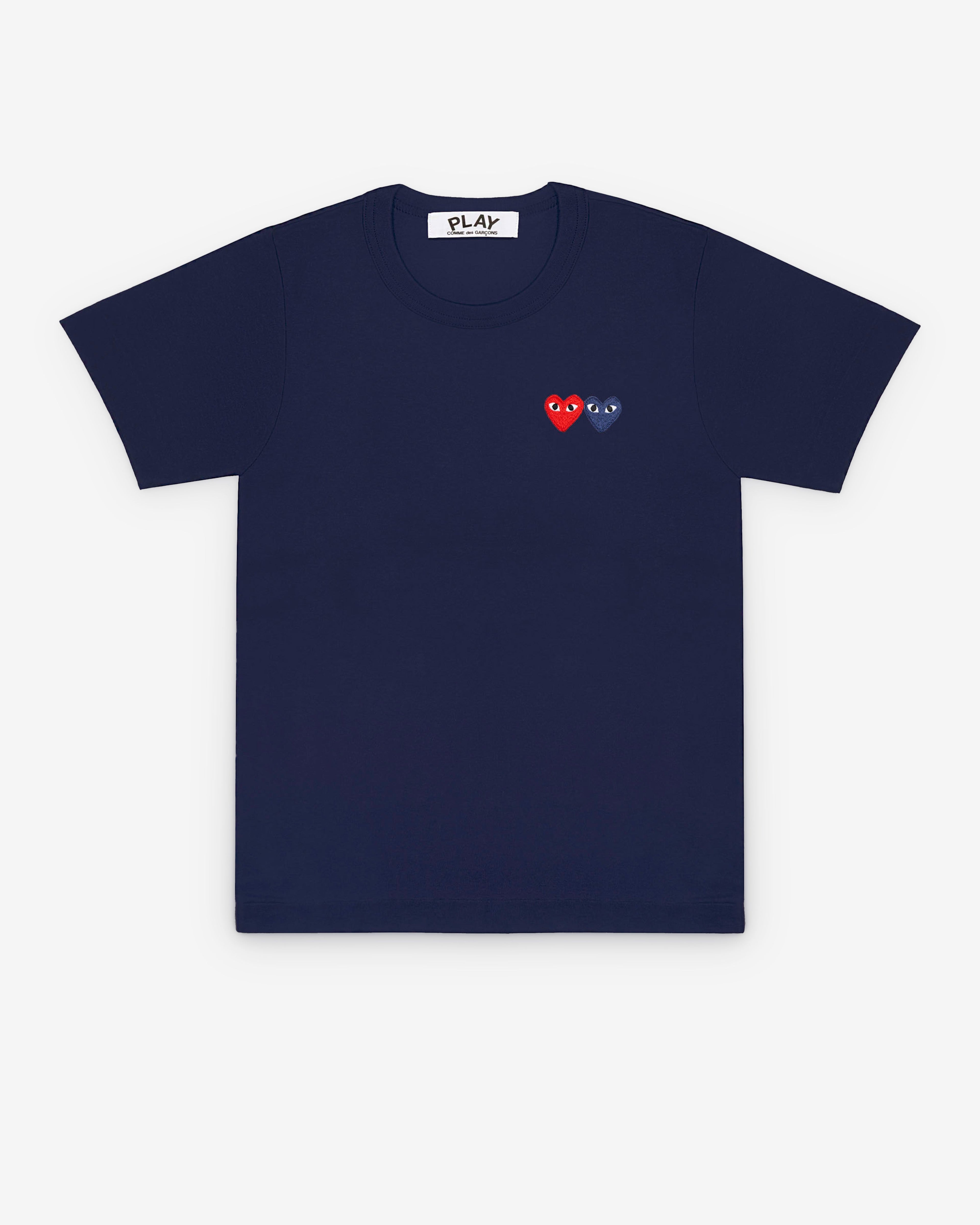 Play Comme des Gar?ons - T-Shirt with Double Heart - (Navy)
