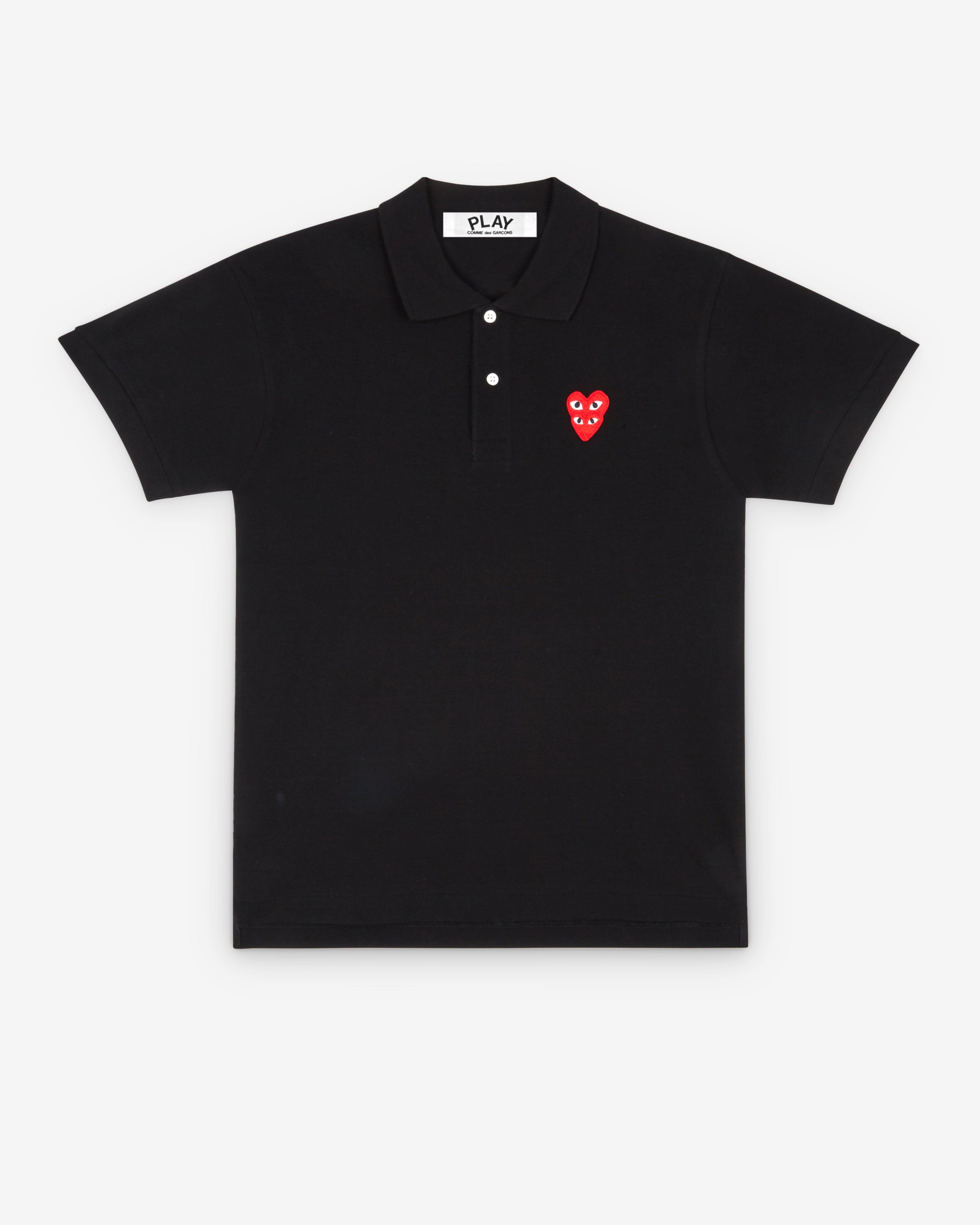 Play Comme des Gar?ons - Polo Shirt with Double Red Heart - (Black)