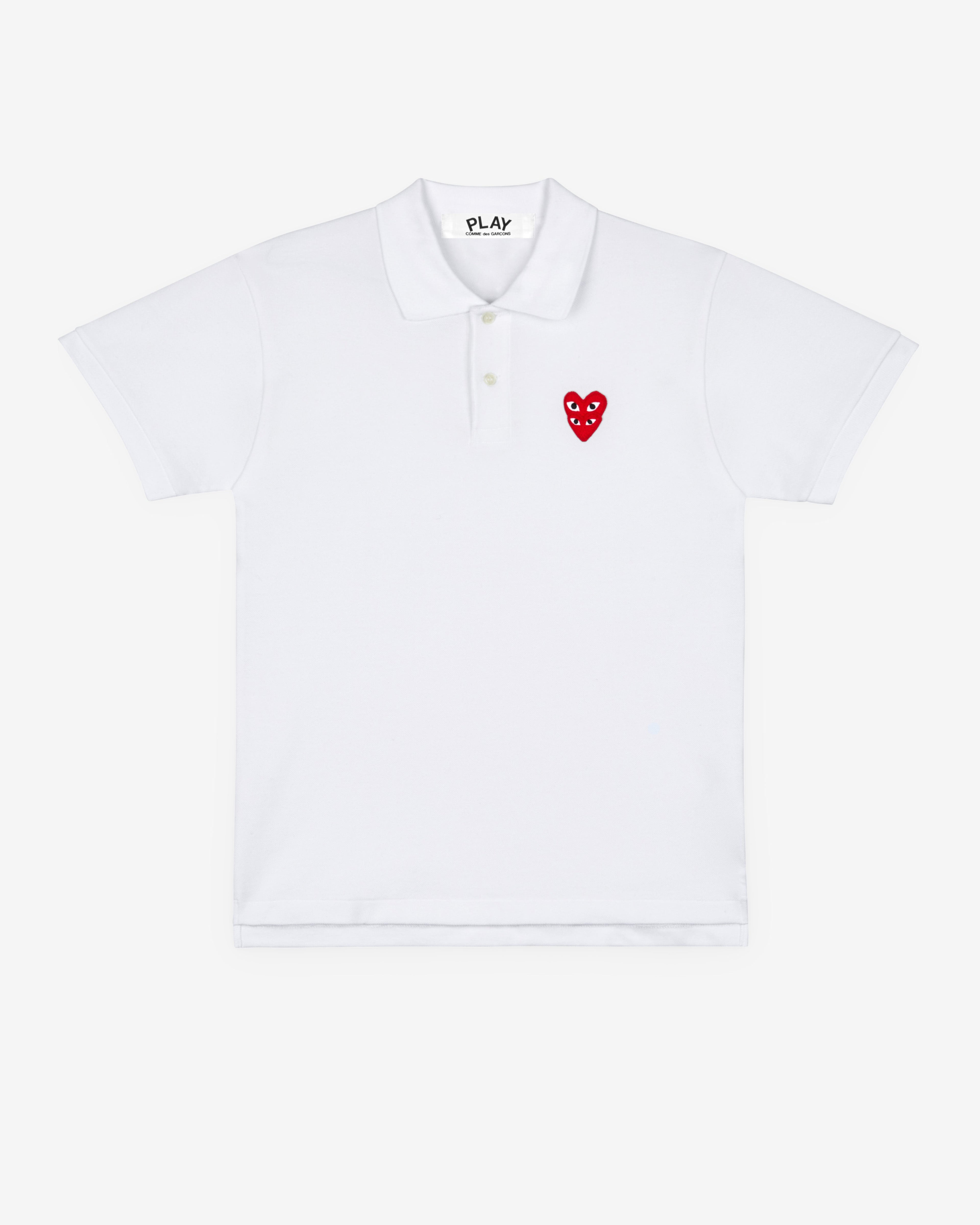 Play Comme des Gar?ons - Polo Shirt with Double Red Heart - (White)