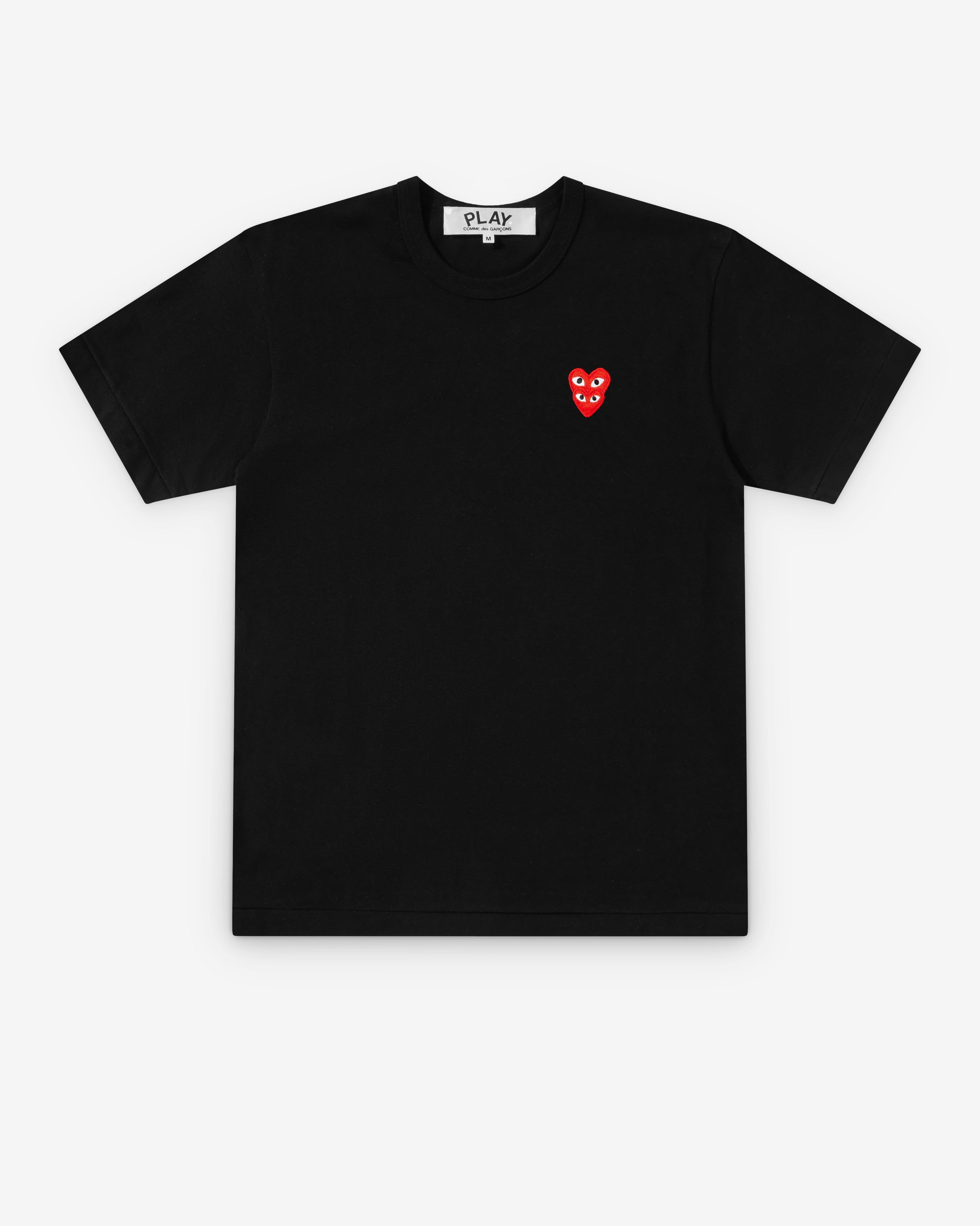 Play Comme des Gar?ons - T-Shirt with Double Red Heart - (Black)